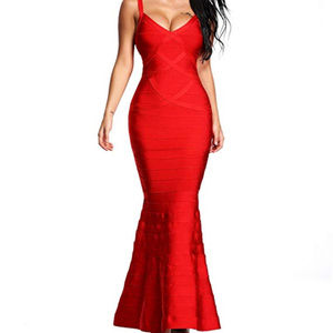 Hego Mermaid Bandage Dress in Red